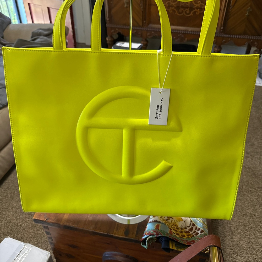 Telfar Large Highlighter Yellow Shopping Bag